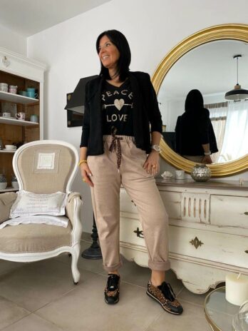 T-SHIRT PEACE & LOVE  ALBA NOIR