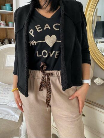 T-SHIRT PEACE & LOVE  ALBA NOIR