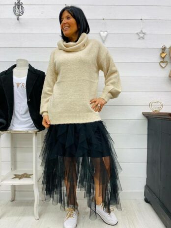 PULL COL ROULÉ ZOÉ BEIGE