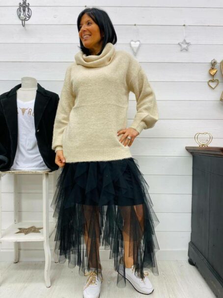 PULL COL ROULÉ ZOÉ BEIGE – Image 2