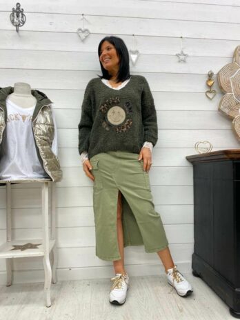 PULL BOUCLETTES SMILE KAKI
