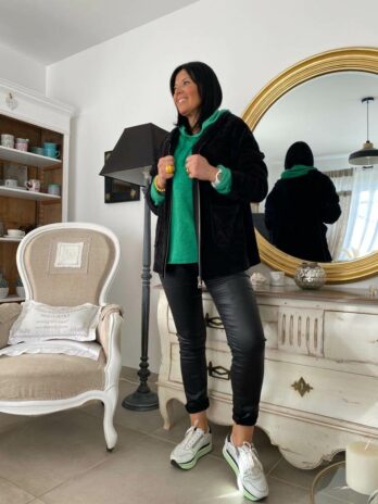 VESTE CAPUCHE VELOURS LINA NOIRE