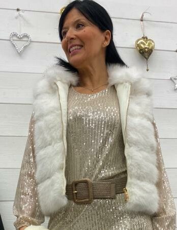 GILET ZIPPÉ FOURRURE NORA BLANC