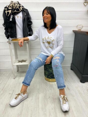 T-SHIRT PEACE & LOVE  ALBA BLANC