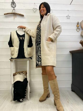 GILET MANTEAU CLAUDIA ÉCRU