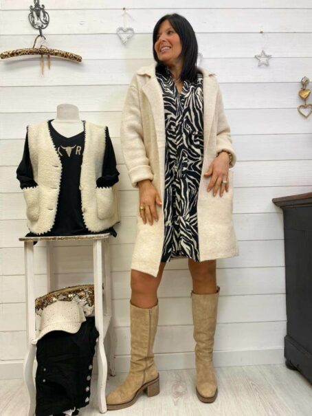 GILET MANTEAU CLAUDIA ÉCRU – Image 3