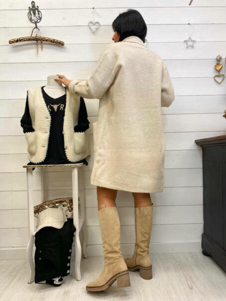 GILET MANTEAU CLAUDIA ÉCRU – Image 2