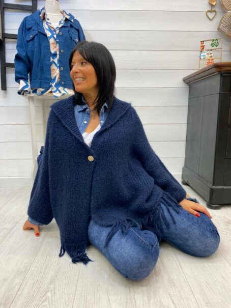 GILET CAPUCHE LINA BLEU – Image 3