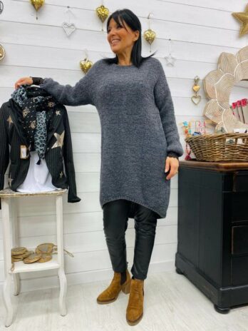 ROBE PULL BOUCLETTES CELIA GRISE