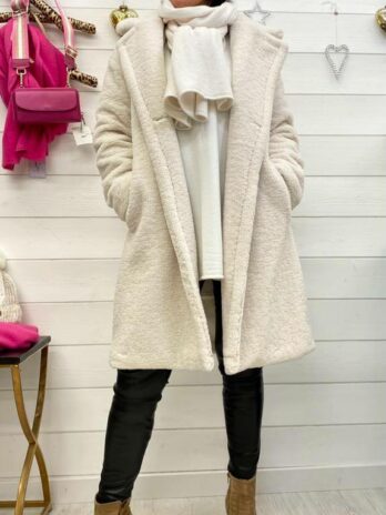 MANTEAU BOUCLETTE BELLA ÉCRU
