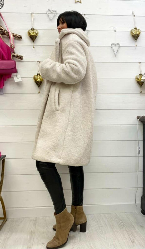 MANTEAU BOUCLETTE BELLA ÉCRU – Image 3