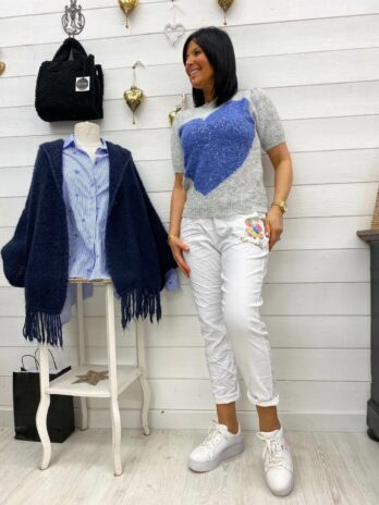 PULL COEUR SEQUINS ZOÉ GRIS