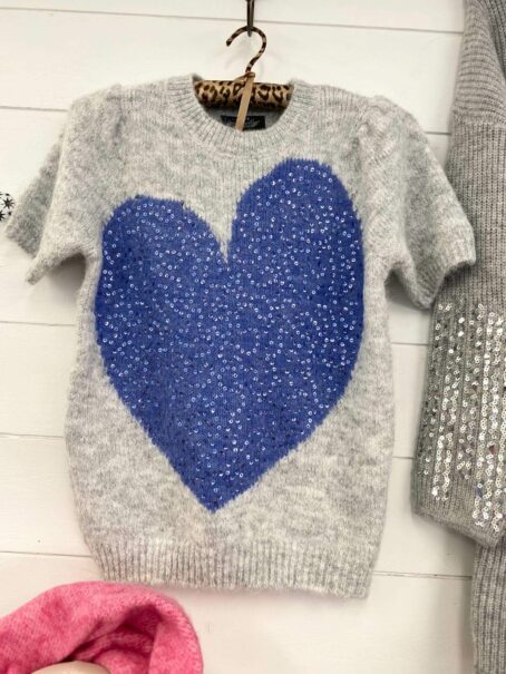 PULL COEUR SEQUINS ZOÉ GRIS – Image 3